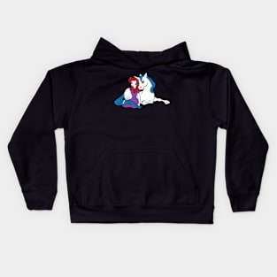 Unicorn Red Head Princess Kids Hoodie